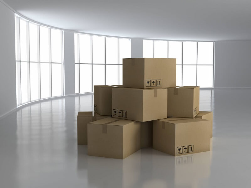 Moving boxes in an empty room