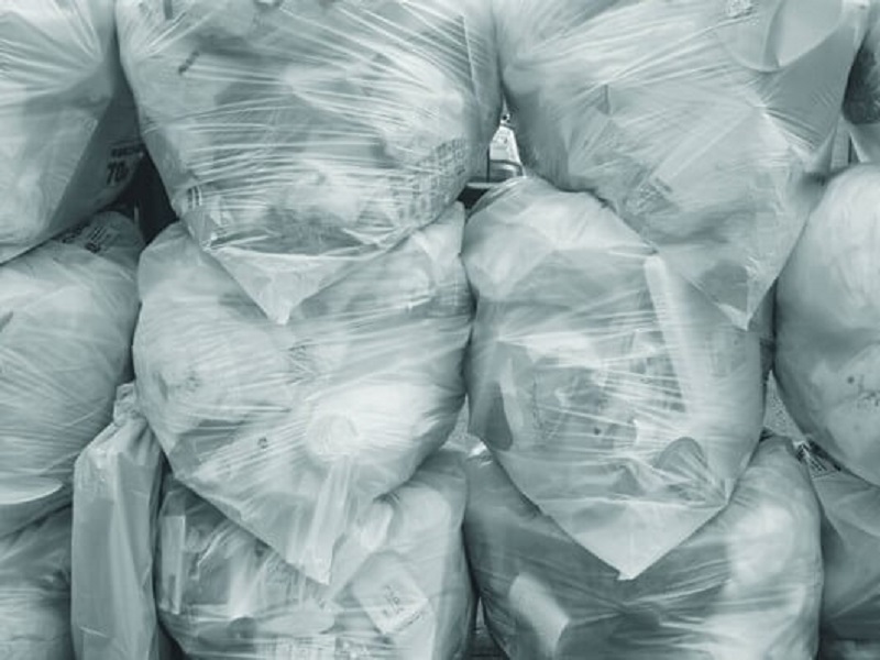 Rubbish stacked to be put in a skip bin